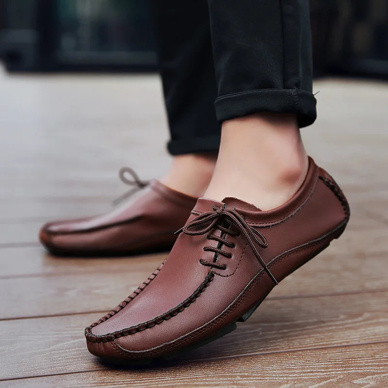 Genuine Leather Men Casual Shoes Fashion Loafers ly High Quality Handmade Boat Shape Driving Shoes Man Zapatos De Hombre 251013