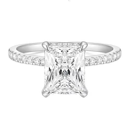 Radiant Cut Solitaire Cubic Zirconia CZ Engagement and Wedding Promise Rings for Women 3CT 925 Sterling Silver Jewelry