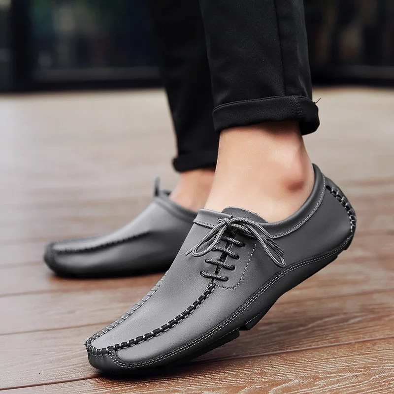 Genuine Leather Men Casual Shoes Fashion Loafers ly High Quality Handmade Boat Shape Driving Shoes Man Zapatos De Hombre 251013