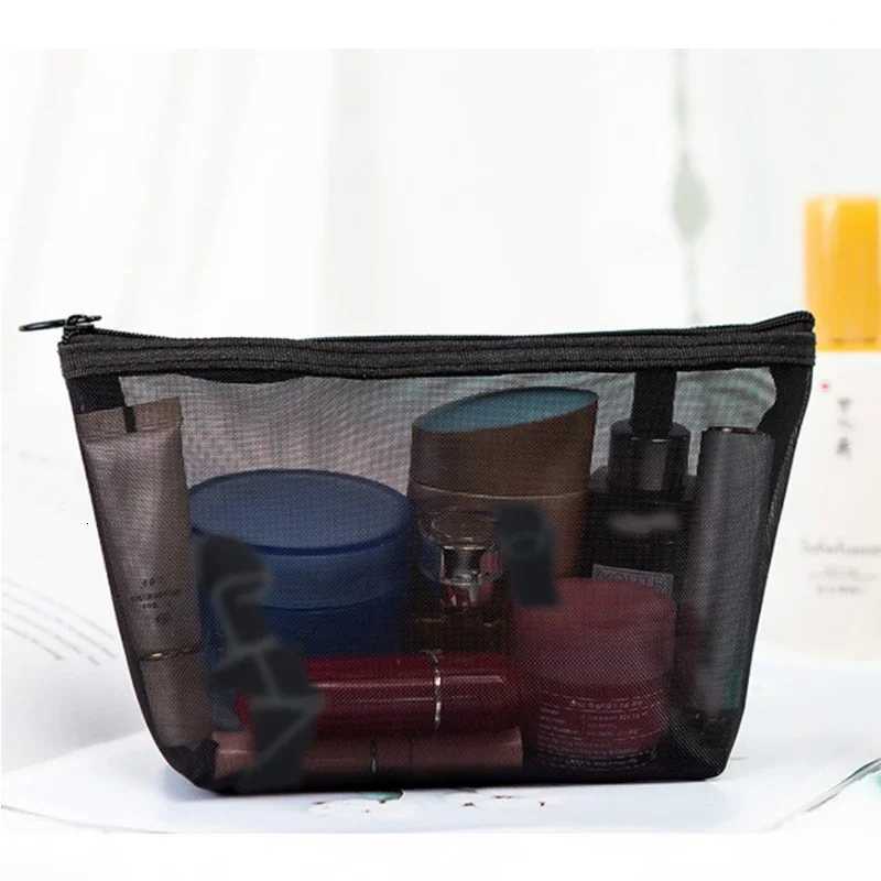 Black Mesh Makeup Bag Women Transparent Cosmetic Bag Small Large Portable Storage Bags Travel Toiletries Towel Organizer Pouch W251017