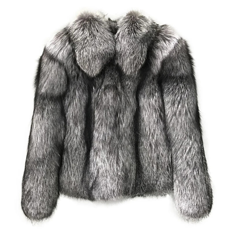 Womens fur coat short style fashion fox hair whole fur coat autumn winter casual lady jacket 251011