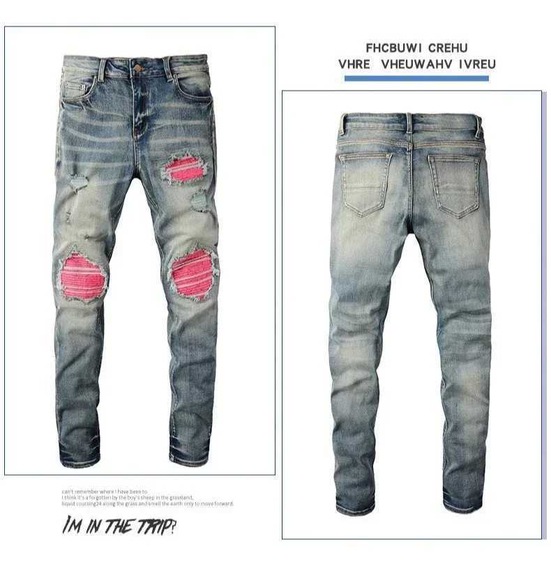 Hole Jeans Men Patchwork Ankle Length Trousers Washed Denim Pencil Pants Mid Waist Vintage Distressed Autumn Street Denims Y251105