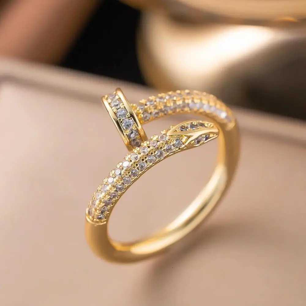 Women Adjustable Nail Ring Korean Fashion Punk Cubic Zirconia Ring Daily Simple Jewelry Z251017