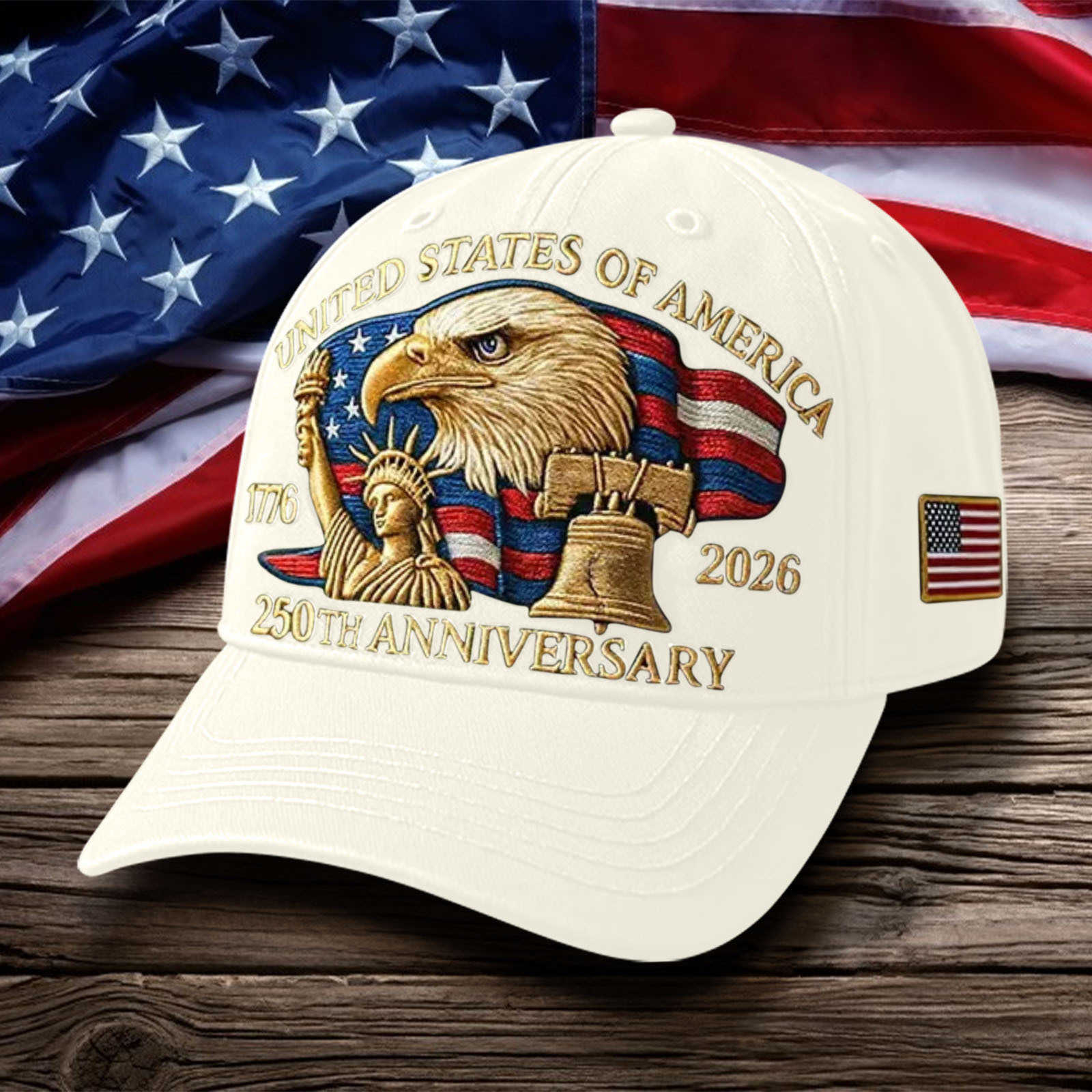 Embroidered Baseball Cap for Men USA 250th Anniversary Commemorative Hat Pure Cotton Soft Top Duckbill Cap W251017