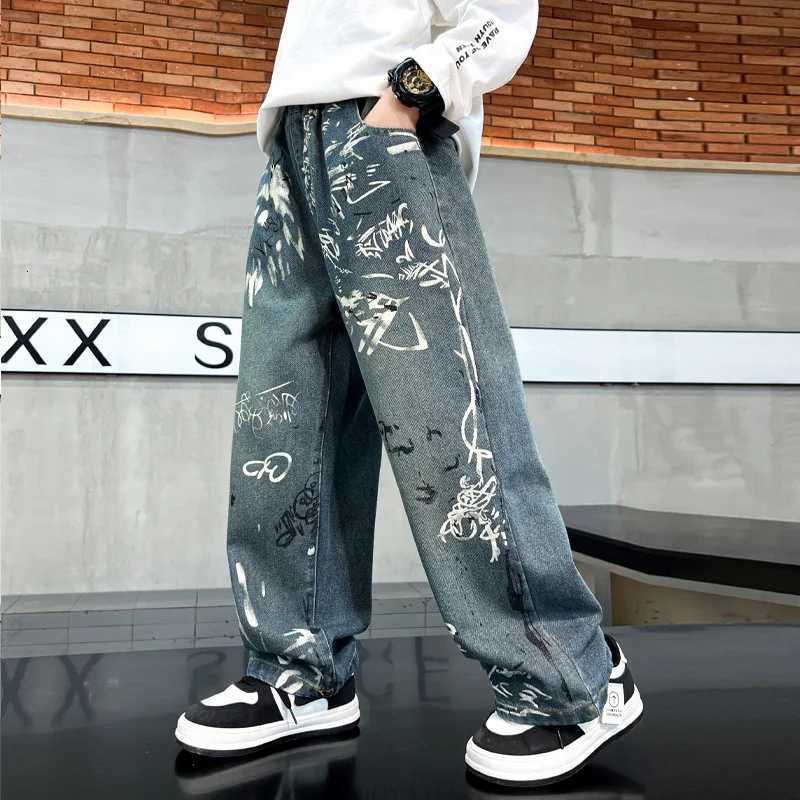 Cool Children Printed Jeans for Teenage Boys Casual Denim Pants Kids Fashion Jeans Trousers Age 5 6 7 8 9 10 11 12 13 14 YearsT251017
