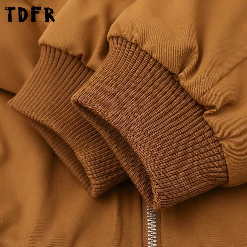 Faketwopiece Hooded Baseball Quilted Jacket Mens Letter Embroidery Retro Casual Winter Loose Raglan Sleeve Padded Jacket Man J251017