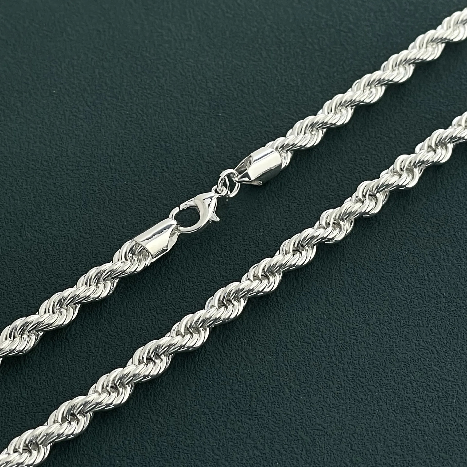 Anrara 925 sterling silver necklace 8MM twisted rope fashion mens necklace 251017