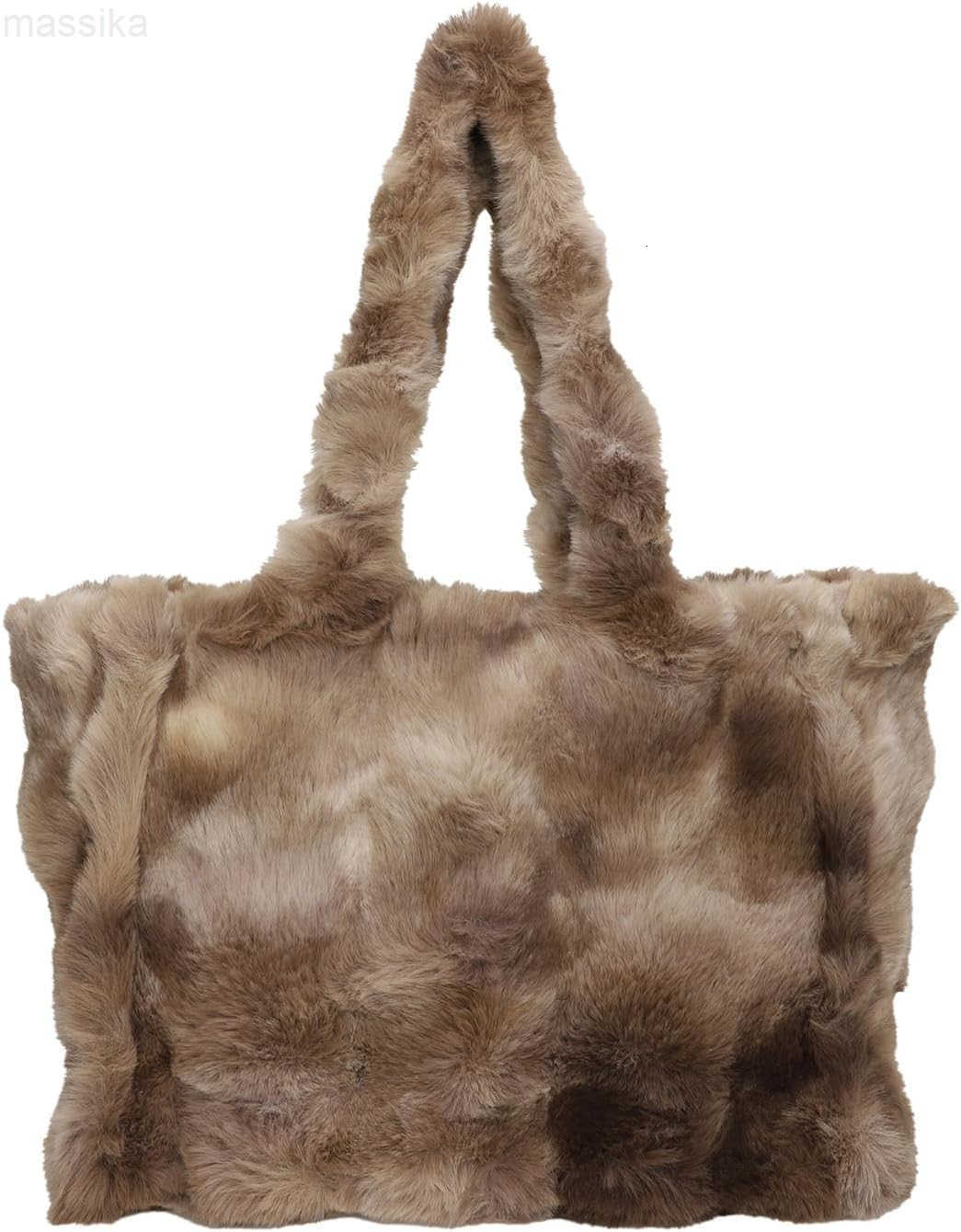 Tote Bag Large Fur Purses for Women Winter Fuzzy Totes Furry Shoulder Handbag Plush Bags M251017