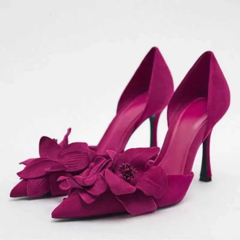 Luxury Designer Flower Decoration Women Pumps Sexy Pointed Toe Hollow High Heels Elegant Banquet Dress Shoes Tacones De Mujer Z251015