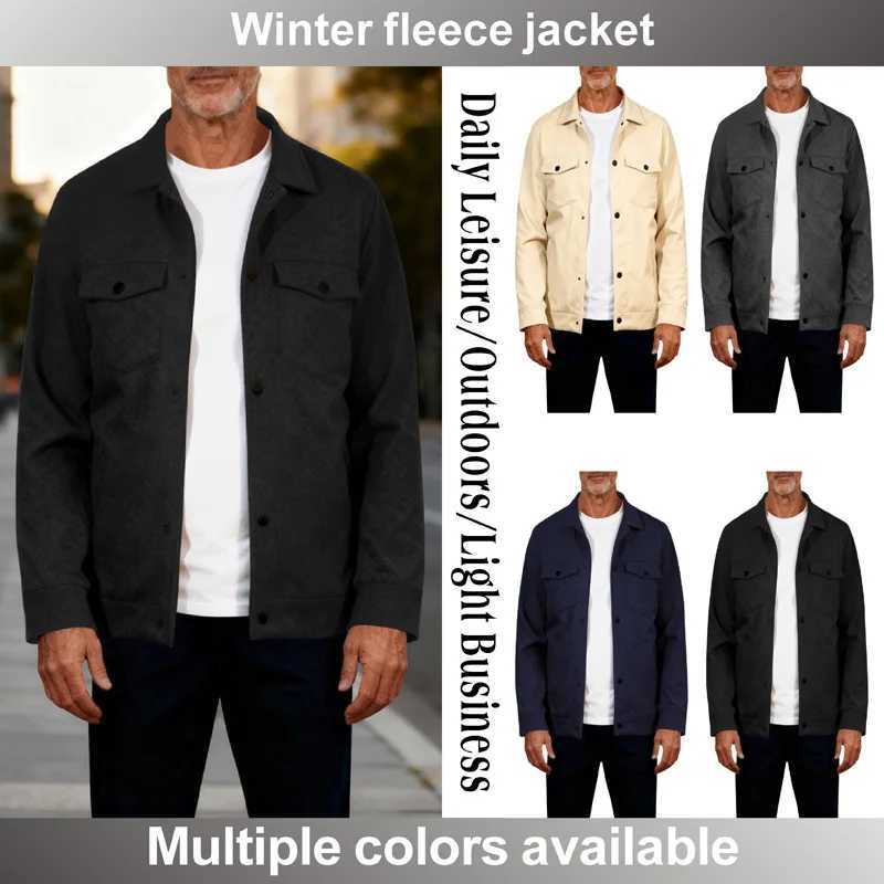 Mens winter fleece jacket multi pocket soft and warm casual outerwear suitable for dailyoutdoorbusiness leisure occasions J251017