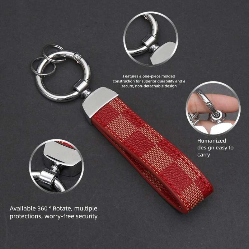 Trendy Brand Presbyopic Leather Men's Keychain Car Waist Hanging Horseshoe Buckle Durable and Wear-resistant