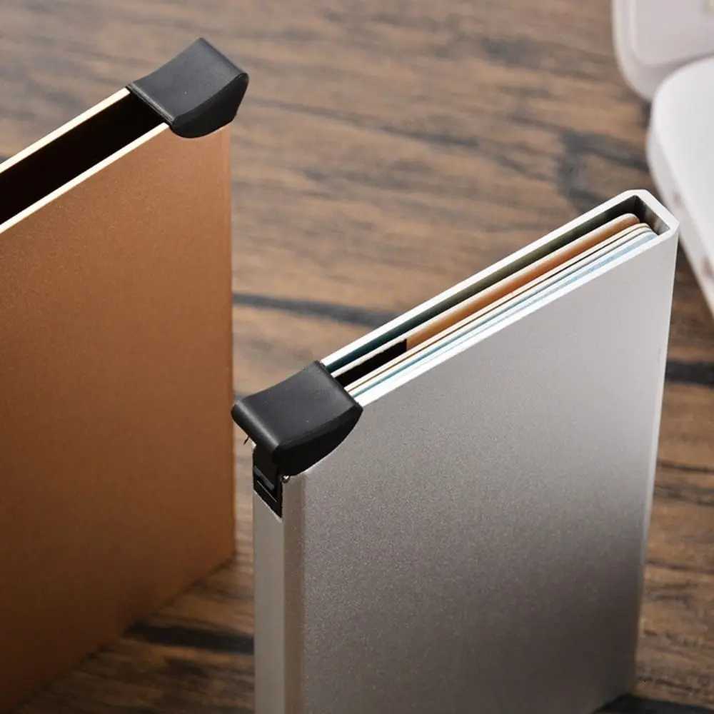 Creative Aluminum Alloy Credit Card Holder Pop Up Antitheft Wallet RFID Card Case Automatic RFID Blocking Card Box MenWomenW251017