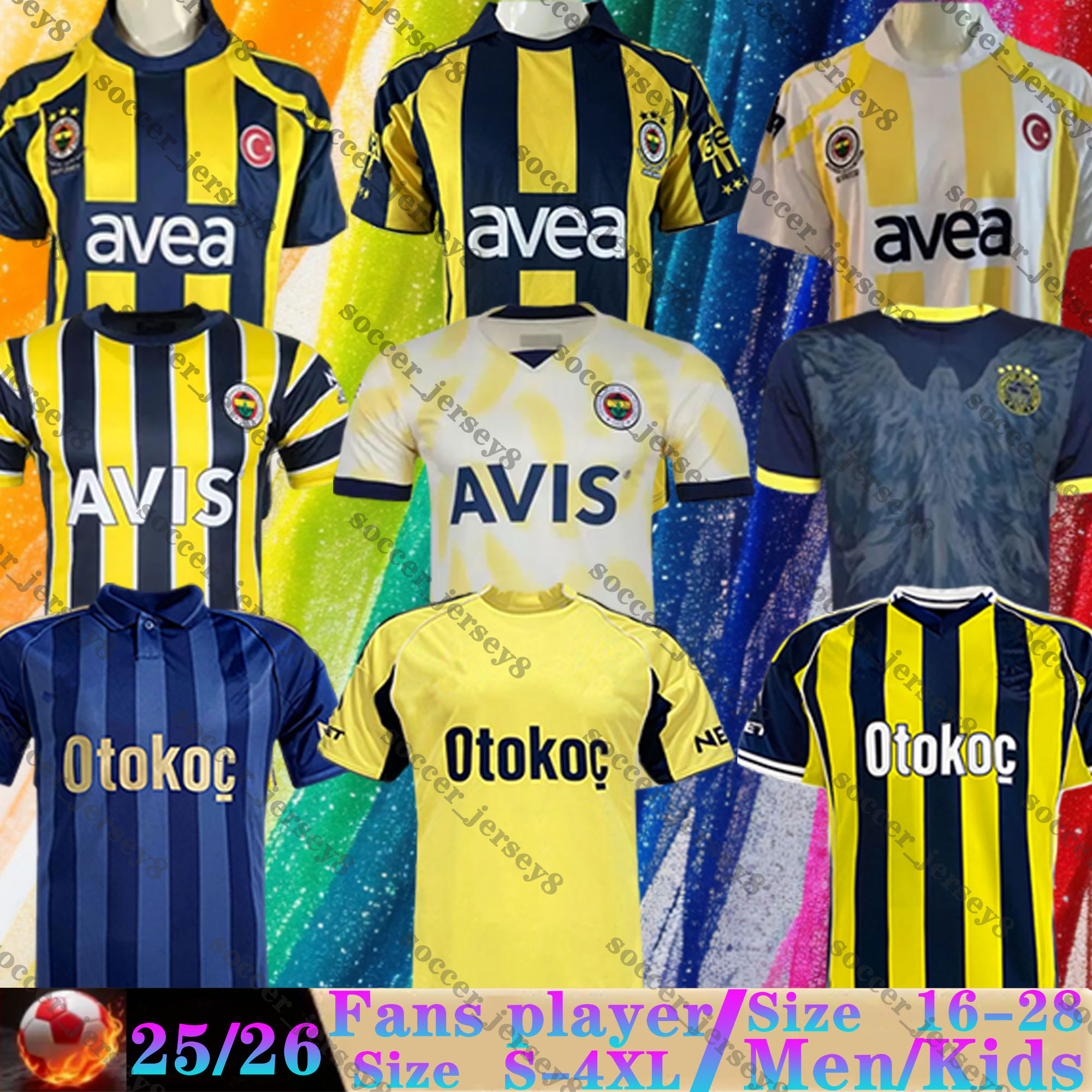 24 25 26 Fenerbahce ARDA GULER soccer jerseys Retro 07 08 09 DZEKO CRESPO ARDA GULER Home Away men KAHVECI JOAO PEDRO BATSHUAYI SZALAI 2025 2026 Football Shirts kids kit