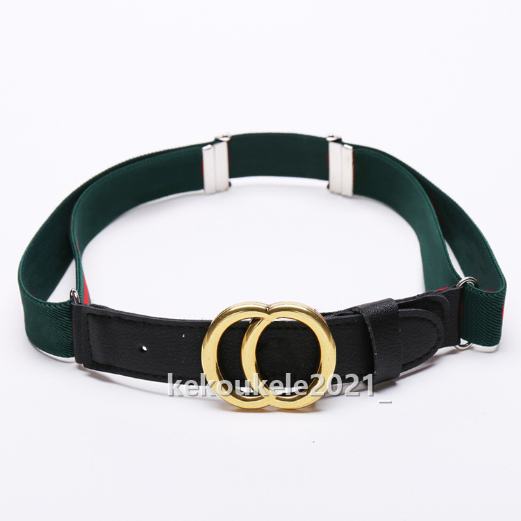 Fashion Stripes Children Belt Girls/Boys Adjustable Elastic Waist Belt Metal Gold/Silver Buckle Kids Canvas Leather High Quality Navy/Black