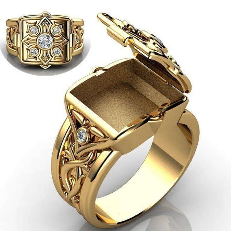 Fashion New Style Domineering Carved Micro Pave Diamond Flip Ring