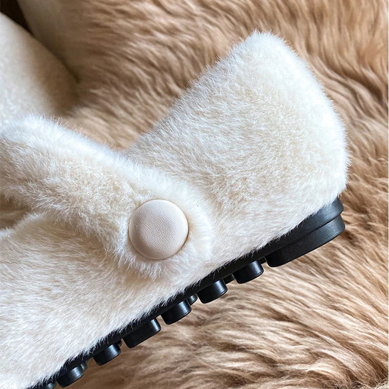 Winter Warm Womens Plush Flat Shoes Korean style mary jane Ladies casual boat shoes Outdoor work shoes 251013