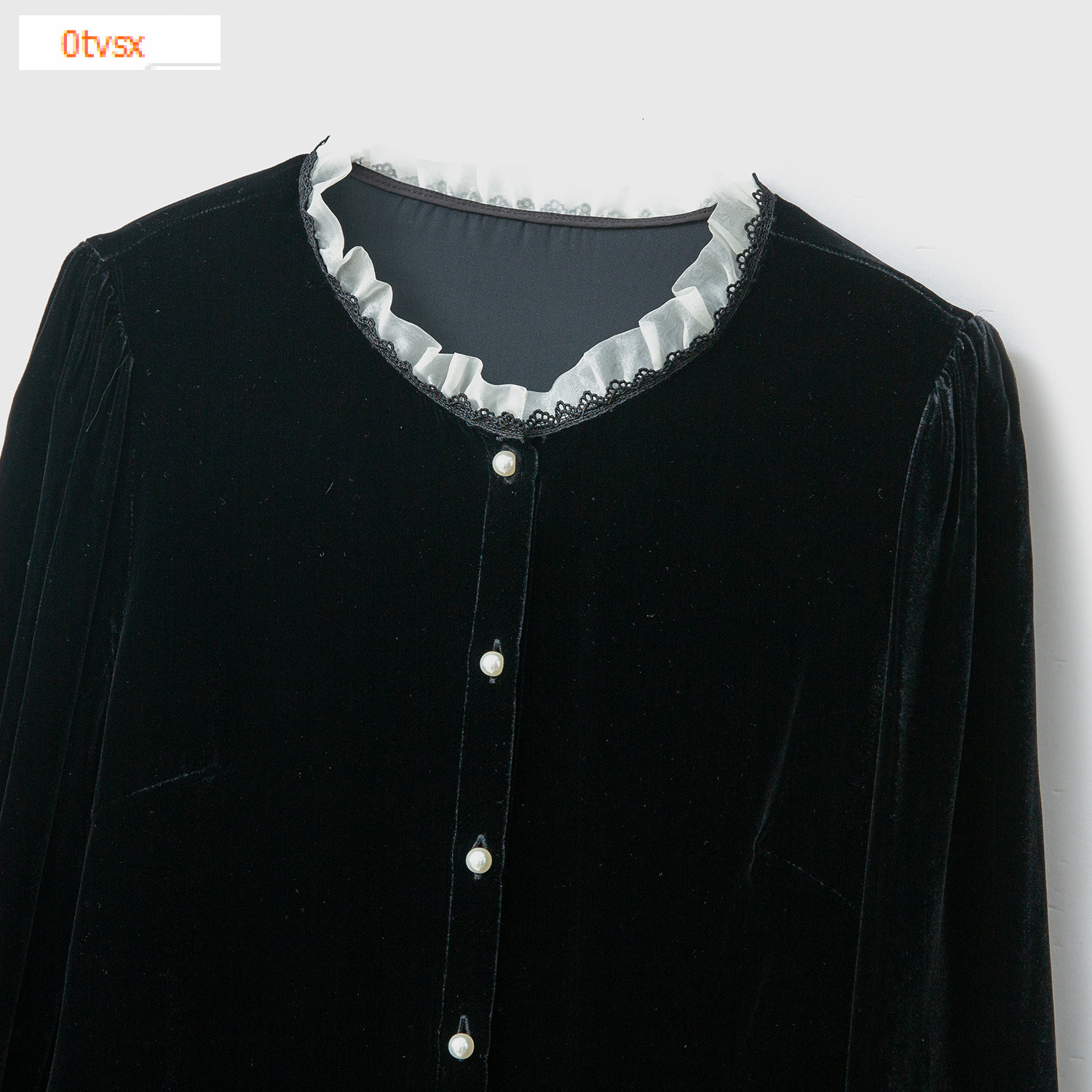 2025 Autumn/Winter design New Thick Velvet Open Collar Woolen Sweater Round Splicing Designer Transparent Hard Yarn Lace Long Sleeve Mulberry Silk Wom