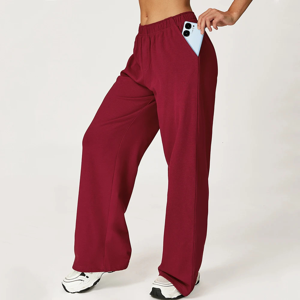 Winter Wide Leg Pants Women Solid Loose Sweatpants Casual Pocket High Waist Trousers Outdoor Sports Straight leg 251017