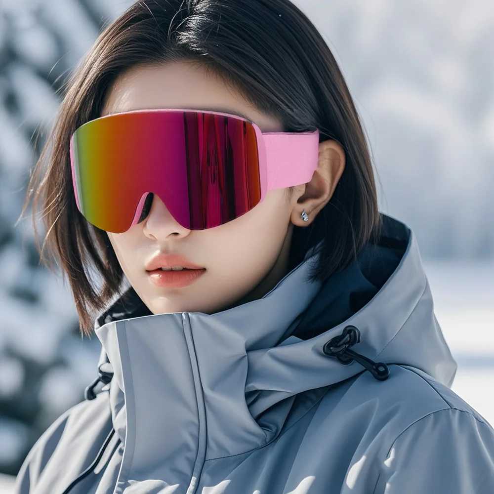 Magnetic Ski Goggles Lens Changeable for Men Winter Snowboarding Mountaineerig UV400 Women Pink Big Windproof Skiing Eyewear OTG Y251018