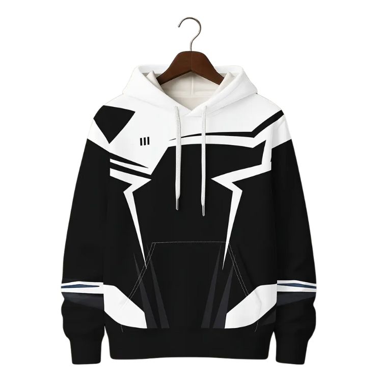 Men's Geometric Graphic Oversized Hoodie - Streetwear Casual Sweatshirt 2-2-3