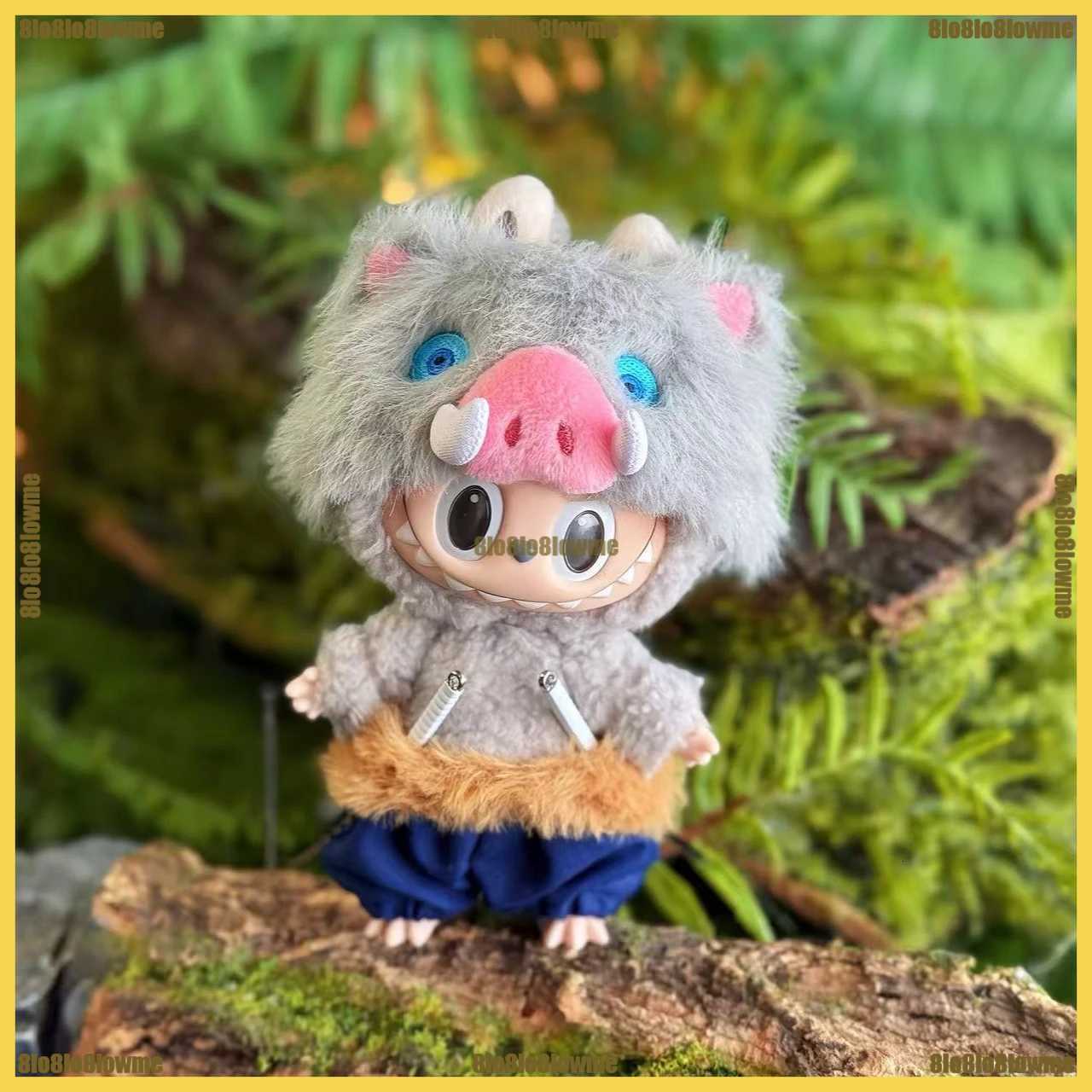 Ghost Slayer Labubu Clothes Cartoon Inosuke Zenitsu Tanjirou Set with Sun Wheel Knife Mini Plush Doll Clothing AccessoriesT251018