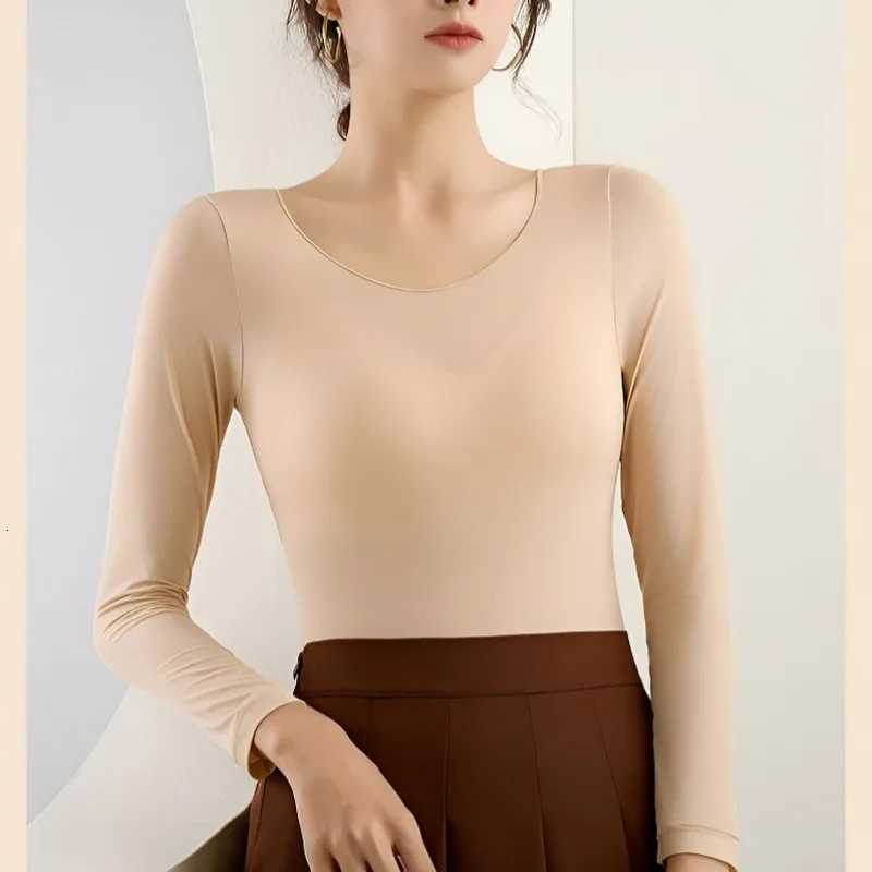 Womens Autumn and Winter Round Neck Seamless Elastic Thermal Underwear Comfortable Base Shirt T251018