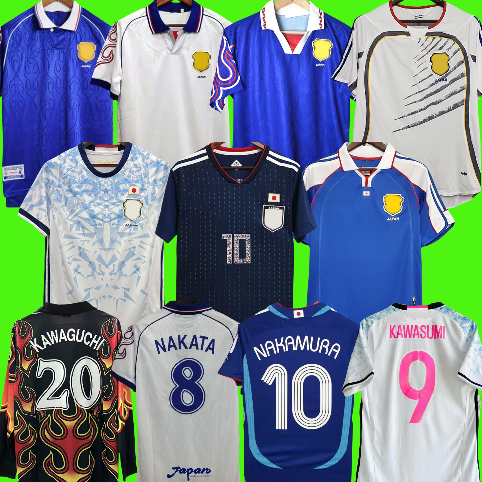 1998 2006 Japan NAKATA Retro Mens Soccer Jerseys National Team NAKAMURA OGURO KAWAHI Home Away Long Sleeves Vintage Football Shirts Uniforms