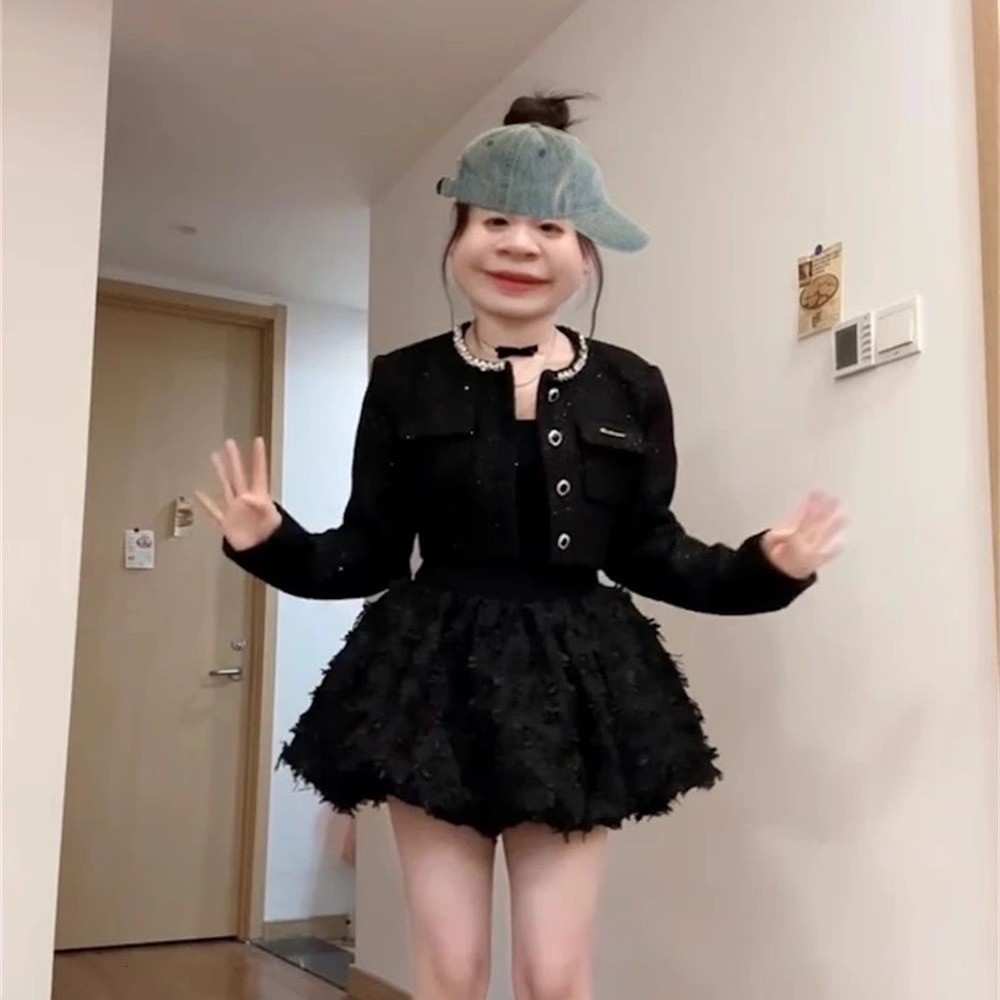 2025 Autumn/Winter New Top Luxury Women's design Set Designer Jacket High end Social Short Coat Square Neck Princess Fluffy Dress