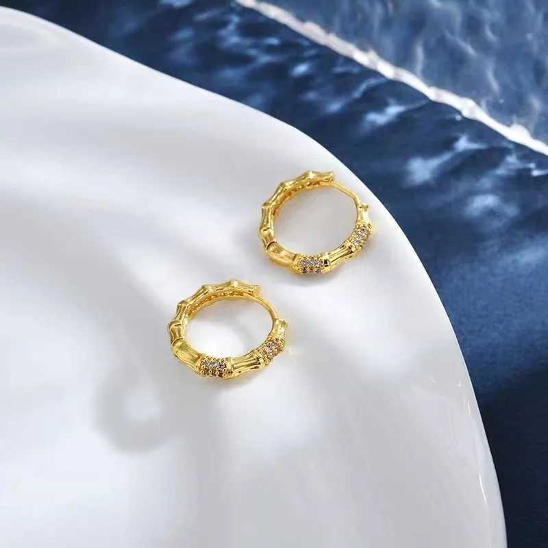 Luxury 24K 9999 Pure Gold real gold Bamboo Earrings Wens Simple Elegant Design Ear Buckle X251018