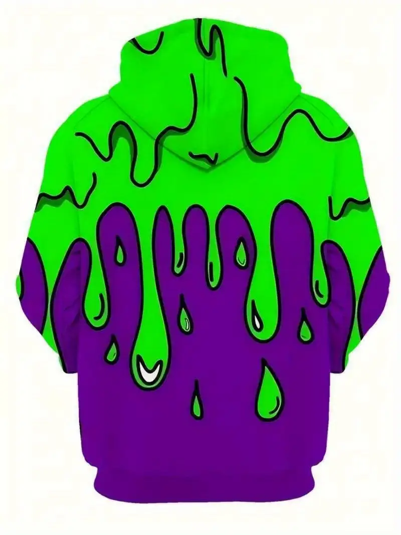 Men's Oversized Dripping Graphic Hoodie - Streetwear Casual Sweatshirt 2-2-2