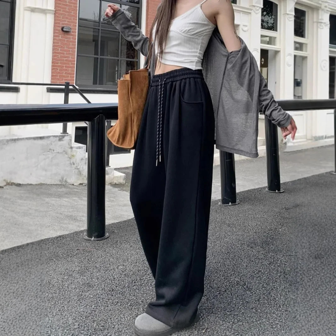Laidback Early Autumn High Waist Wide Leg Loose Casual Pants Women Summer Versatile Straight FloorLength Trousers 251017