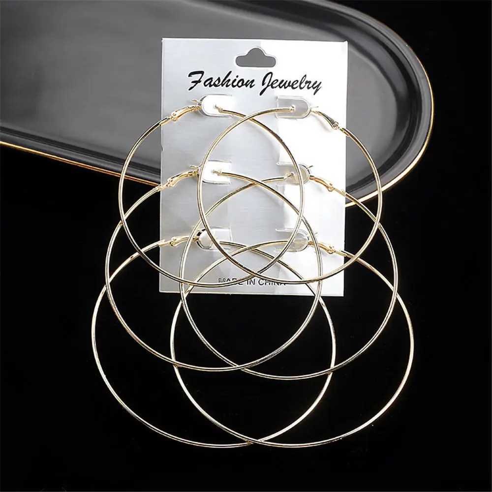 3 6Pairsset Oversi Huge Hoop Earring For Wen Exaggerated Sexy Smooth Big Circle Earing Creole Aros Mujer Oreja Party Gift X251018