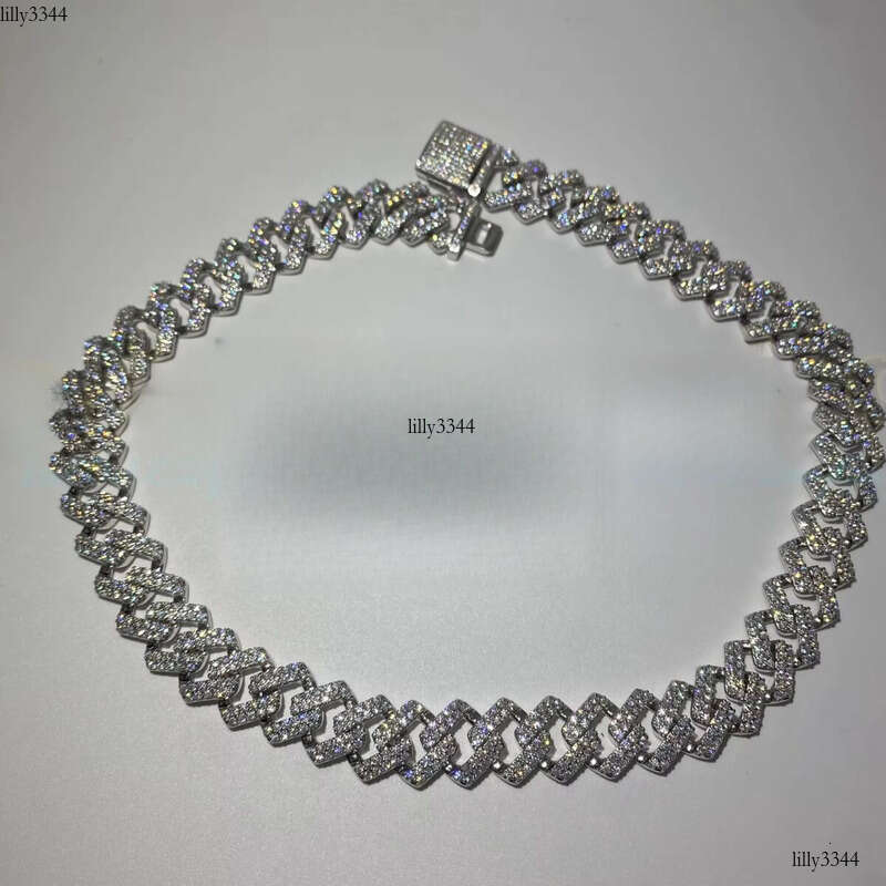 Fine Jewelry Moissanite Vvs1 d Color Cuban Link Chain Real Necklace Hip Hop Pass Dia Test Iced Out