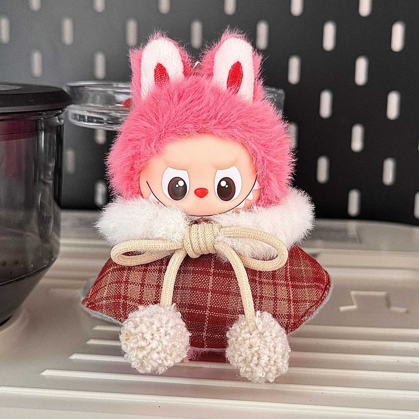 For Mini Labubu Clothing for Labubu 40 The Monsters Pin for Love Series Christmas Clothes Classic Grid Dress Cloak Set ClothingT251018