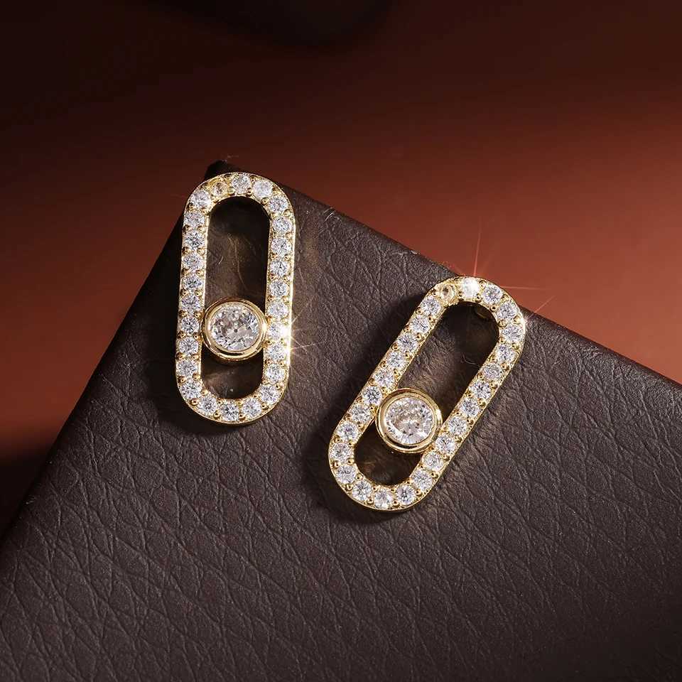 Classic Geometric Paper Clip Stud Earrings for Women Shiny Zircon Wedding Party Jewelry Gift Exquisite Y251018