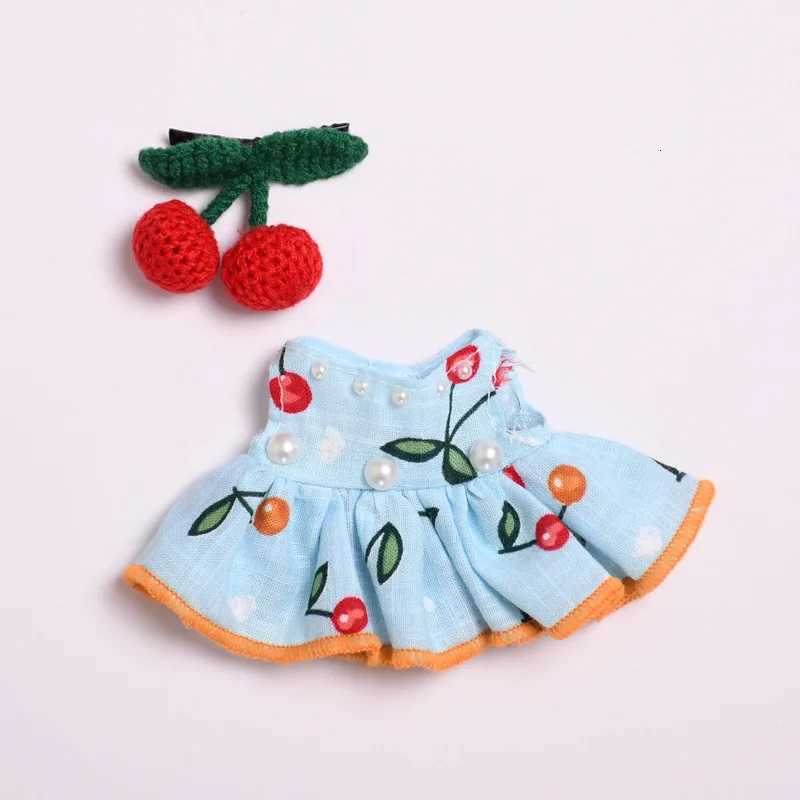Labubu Clothes For 1517CM V123 Mini Plush Labubu Doll Cherry Vest Skirt Accessories Diy Toy Fans GiftT251018