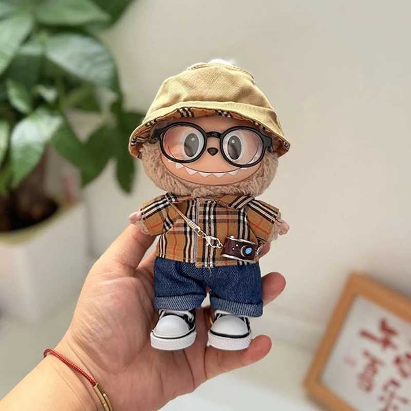 For 1517cm Labubu Doll Fashion Brown Checkered Clothes Skirt Hat Pants Set Labubu Clothing Dolls 30 Design Diy Toy AccessoriesT251018