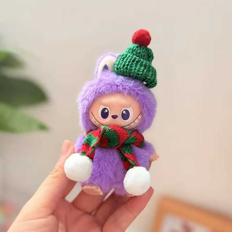 10cm Mini Labubu 40 Doll Clothes 4thGen Labubu White Red LOVE Hat Pompom Scarf Winter Christmas Sets for Mini LabubuT251018