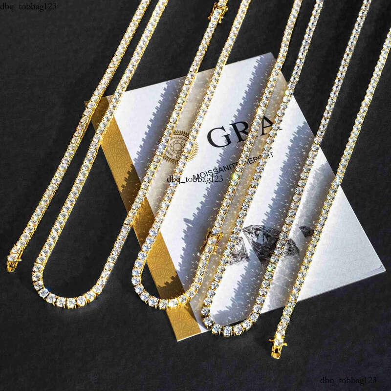 necklace moissanite chain Hip Hop Iced Out D Color White VVS Sterling Sier Moissanite Dia Tennis Chain Women