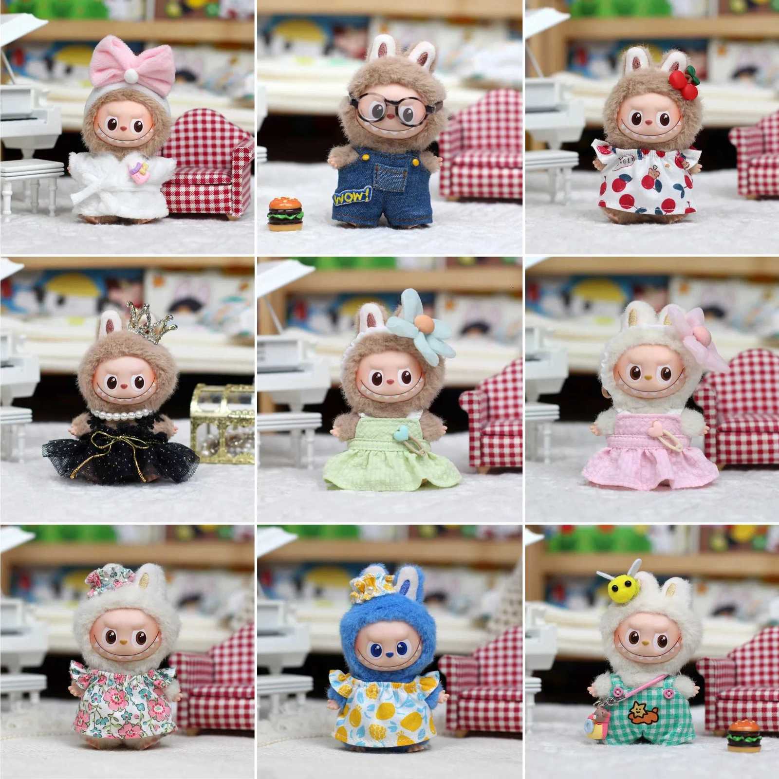 10cm Mini Labubu 40 Doll Clothes Dress Wedding Gown Swimsuit Bathrobe Suspender Pants Outfit for Mini LabubuT251018