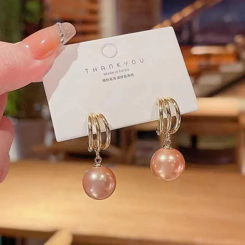 Korean Style Three Tube Pink Imitation Pearl Pendant Earring for Women Girl Gift Sweet Jewelry Wholesale Y251018