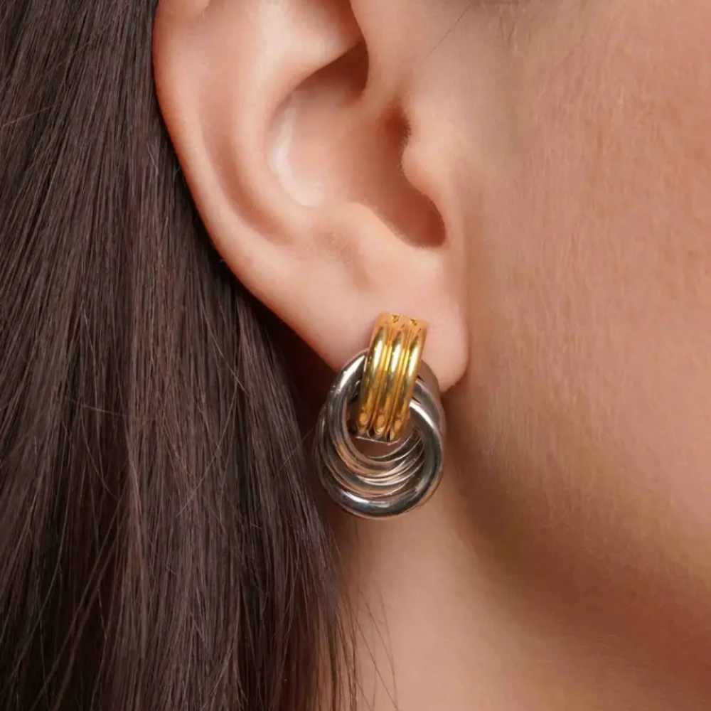 Mariasz Minimalist Gold Color Layered Copper Vintage Triple Knot Plain Big Hoop Earrings for Women Huggies Party Jewelry Gift Y251018