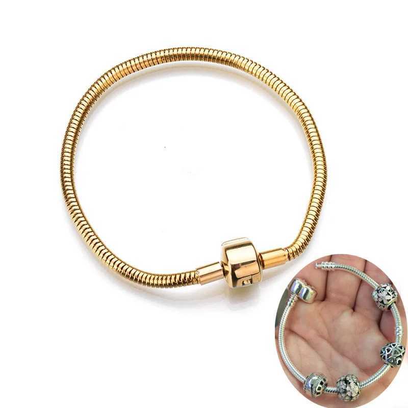 316L gold Silver color stainless steel Snake Chain Link fit European Brand Bracelet Women DIY Jewelry Making 1721cmL251018 H260202