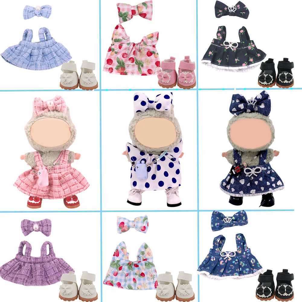 3Pcs Doll Clothes Bow Hair AccessorySkirtPrincess Shoes Cute Pretty Dresses For Labubu 17CM Plush Doll SetGirl Toy Gifts DIYT251018