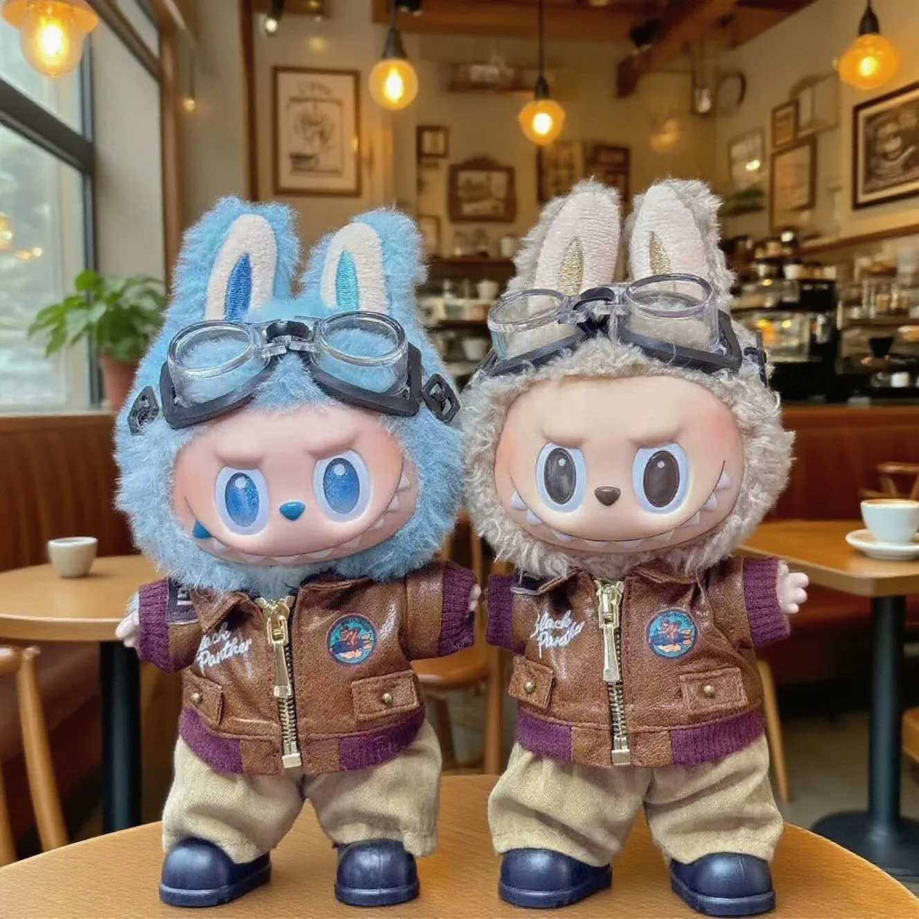 Brown Retro Flying Jacket Fashion Doll Clothes for Labubu Doll Fashion Clothes Set Accessories GiftT251018