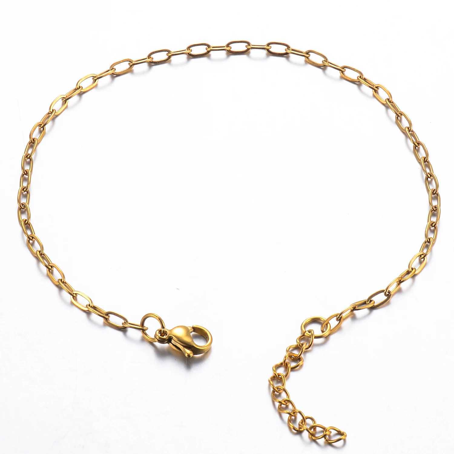 25274mm Width Paperclip Link bracelet Stainless Steel Gold Color Long Chain Punk For Women Men Jewelry GiftL251018 H260202