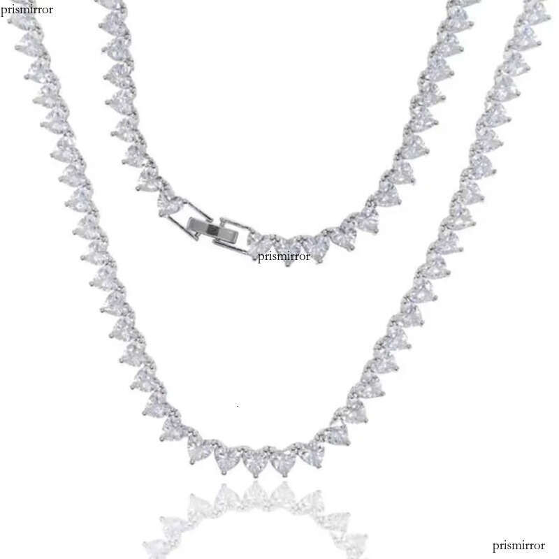 Fashion Fine Jewelry Custom Heart Cut Iced Out Moissanite Link Hip Hop Sterling Sier Tennis Chain Necklace