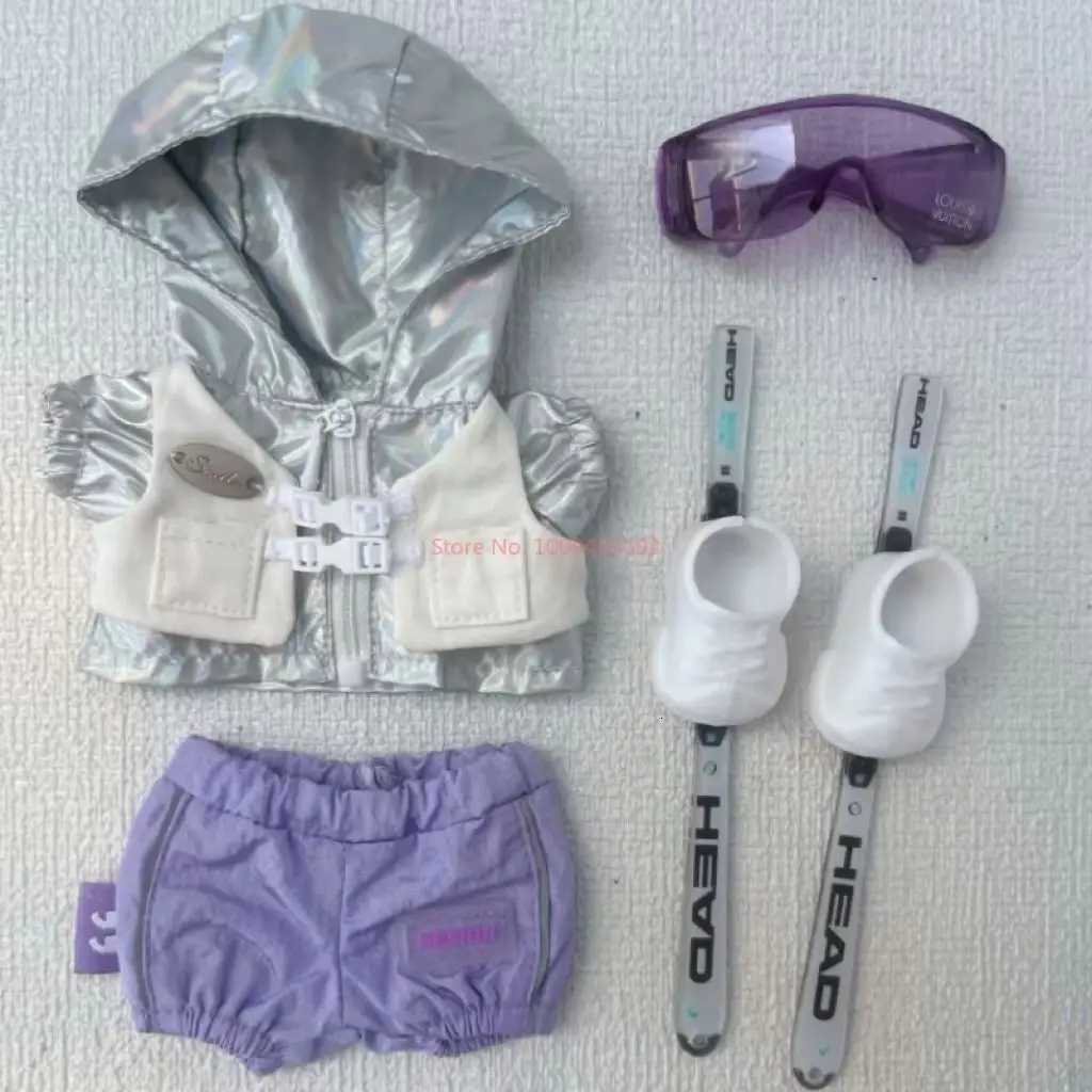 1517cm Vinyl Pendant Doll Clothes Accessory For Labubu Fashionable Zipper Hoodie Ski Suit With Skis And Goggles Ski 4pcs OutfitT251018