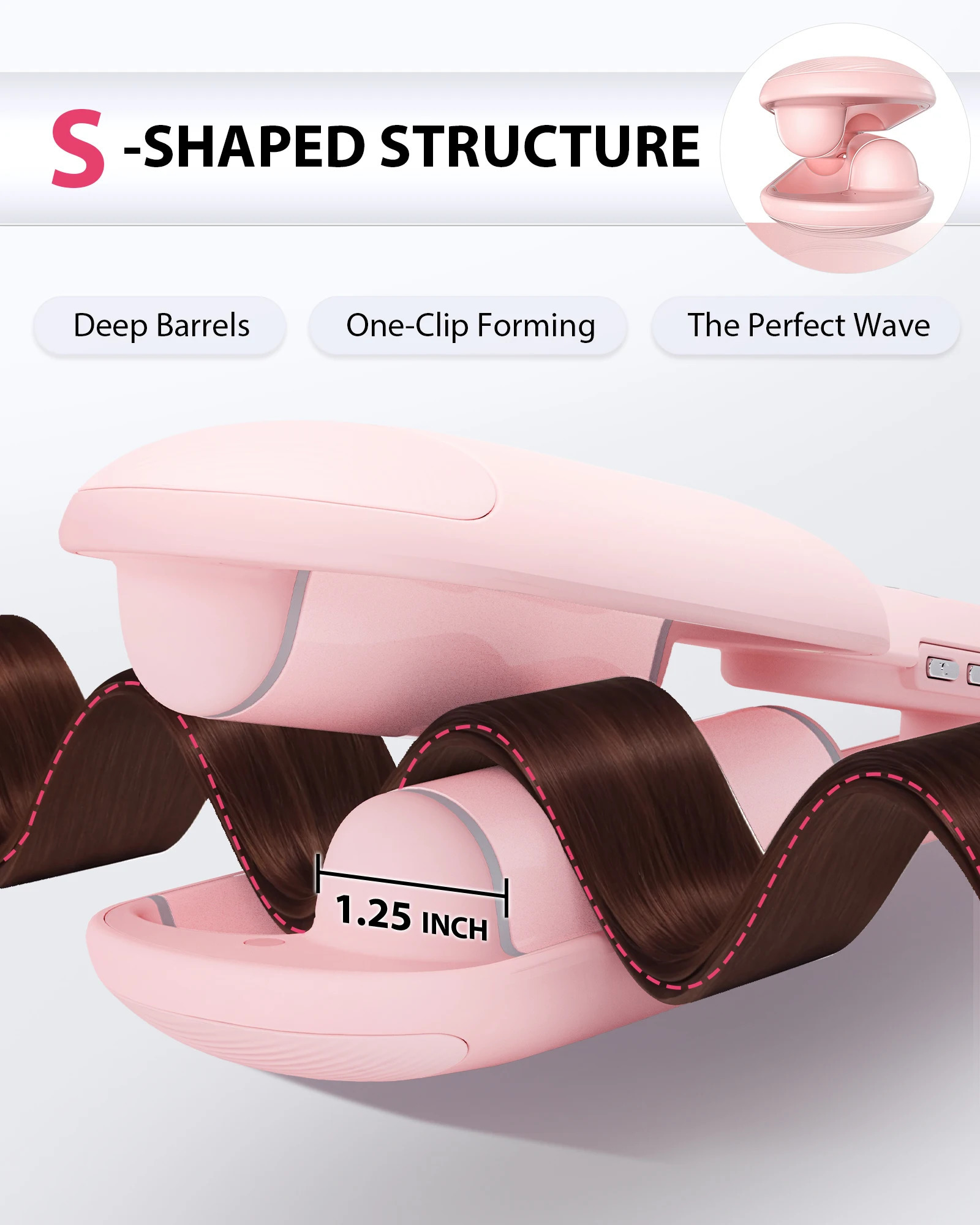 Waver Curling Iron Beach Waves Wand Ionic Hair with AntiScald Crimper 2 Barrel 125 Inch 251013