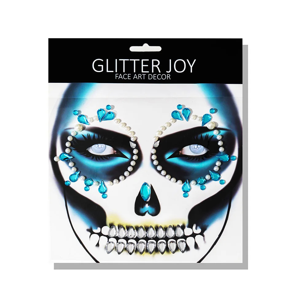 Halloween Tattoo Skull Bone Face Art Jewelry Rhinestone Sticker for Carnival Night Clubbing Makeup Body Art 251010